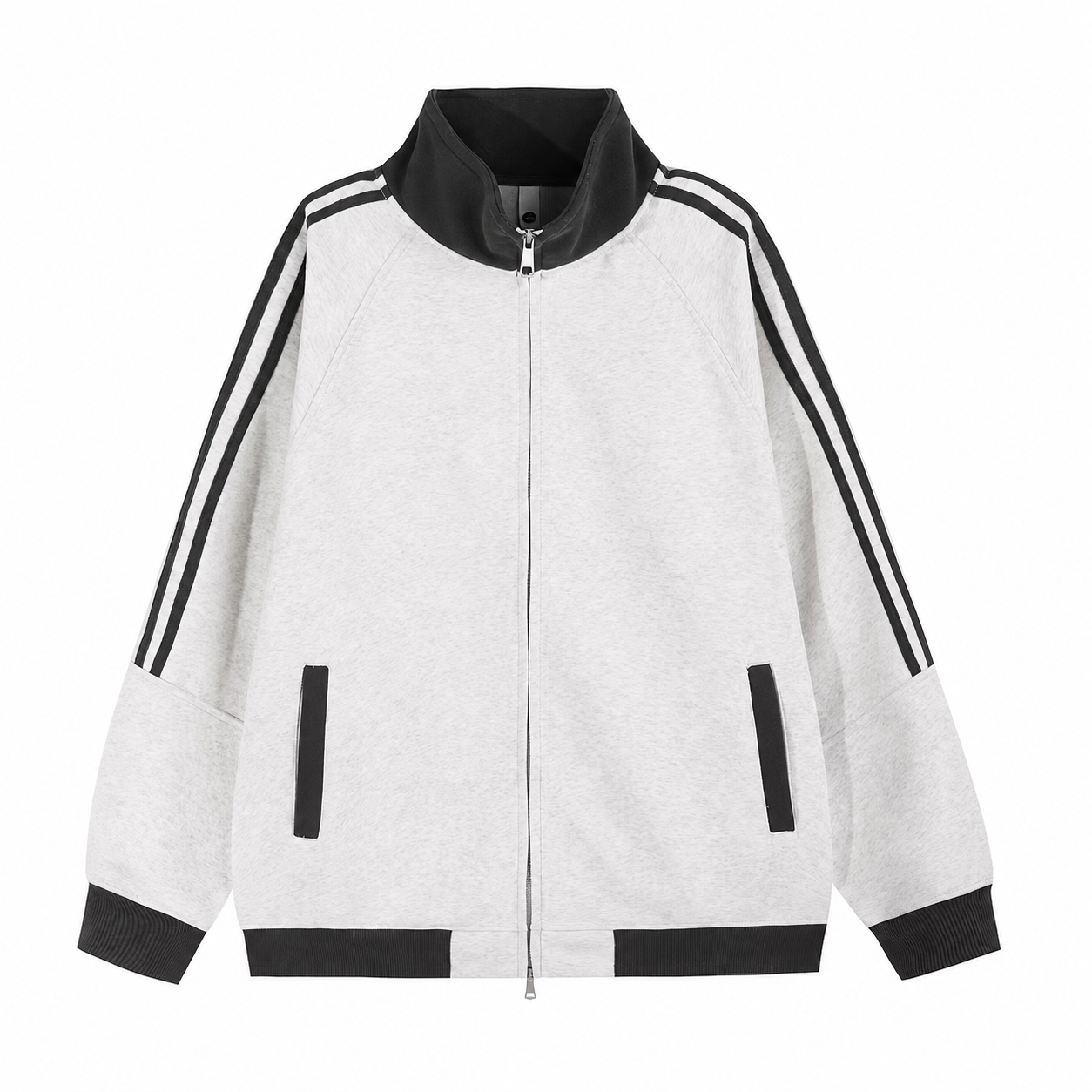 Developed front view of a custom track jacket