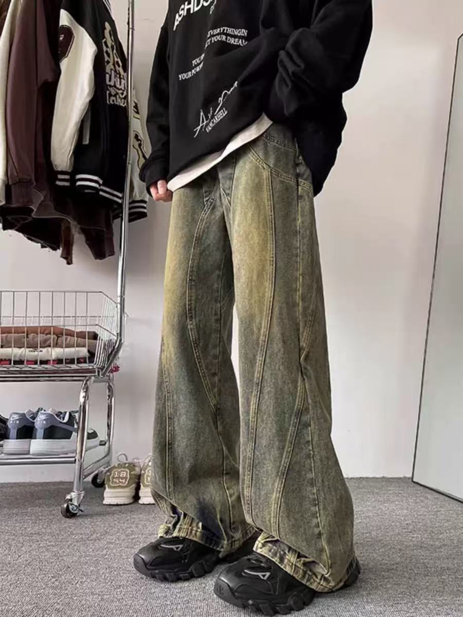 Panelled Washed Jeans